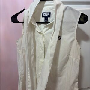 Lands' End Cream Sleeveless Top with Scarf